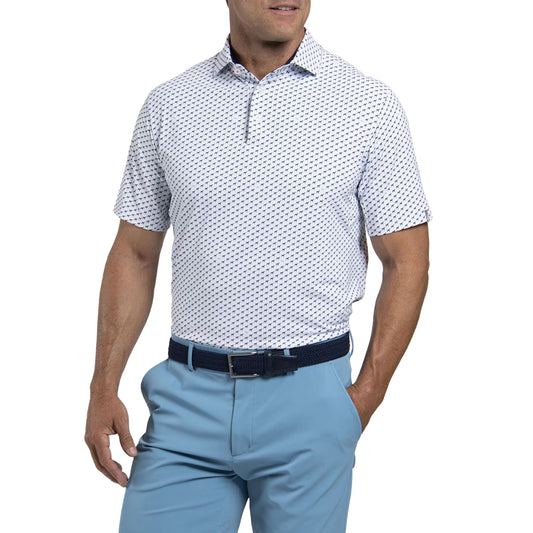 Men Golfer Polo S/S - White/Atlanta Blue