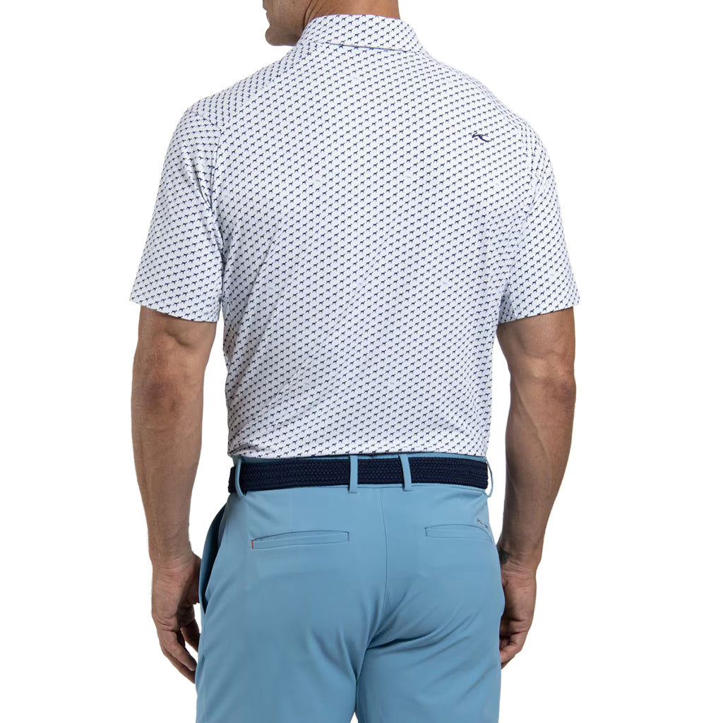 Men Golfer Polo S/S - White/Atlanta Blue