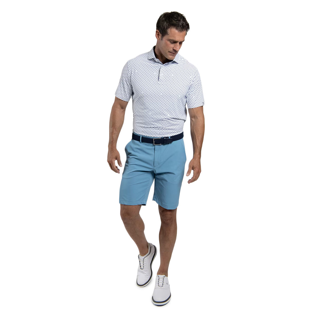 Men Golfer Polo S/S - White/Atlanta Blue