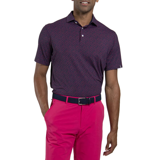 Men Golfer Polo S/S - Rhubarb/Atlanta Blue