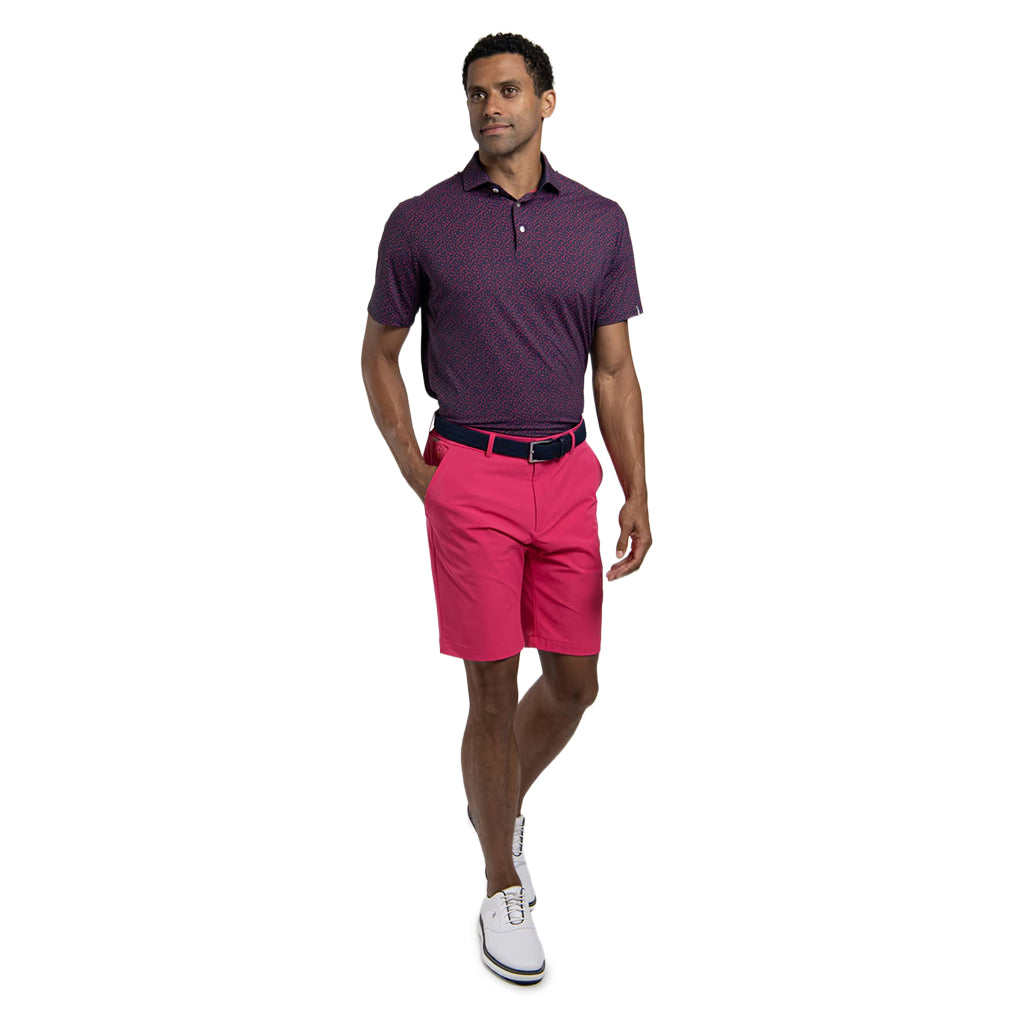 Men Golfer Polo S/S - Rhubarb/Atlanta Blue
