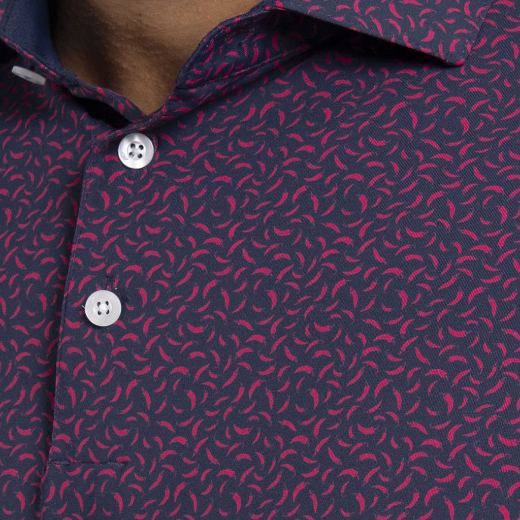 Men Golfer Polo S/S - Rhubarb/Atlanta Blue
