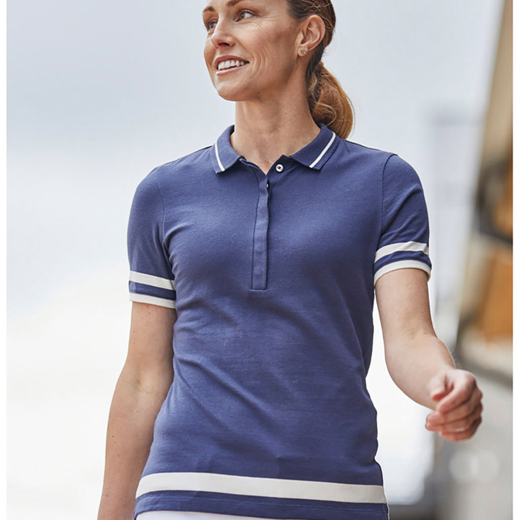 Women Tana Polo S/S Atlanta Blue.Whit